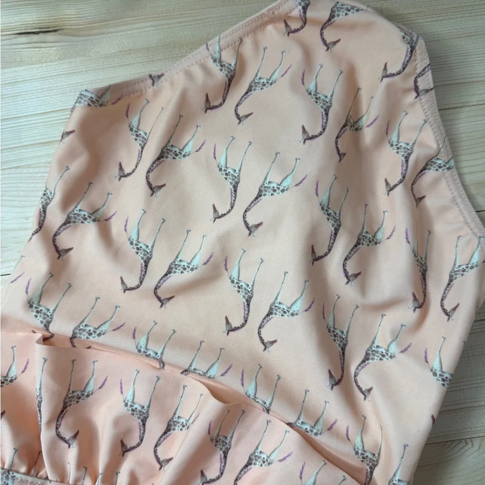 Boutique Giraffe Swimsuit Girls 3T Ruffle One Piece Neutral Safari Beach Cute
